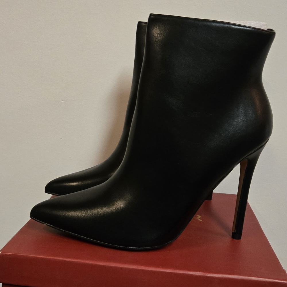 Brand New Coleter Matte Black Women's Pointed Stiletto Ankle Boots
